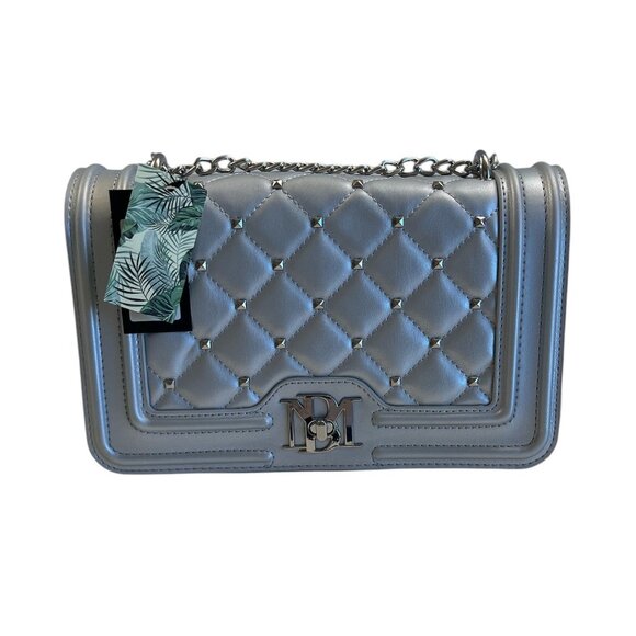 Badgley Mischka Handbags - Badgley Mischka - Designer - Quilted Studded Silver Crossbody Bag - NWT
